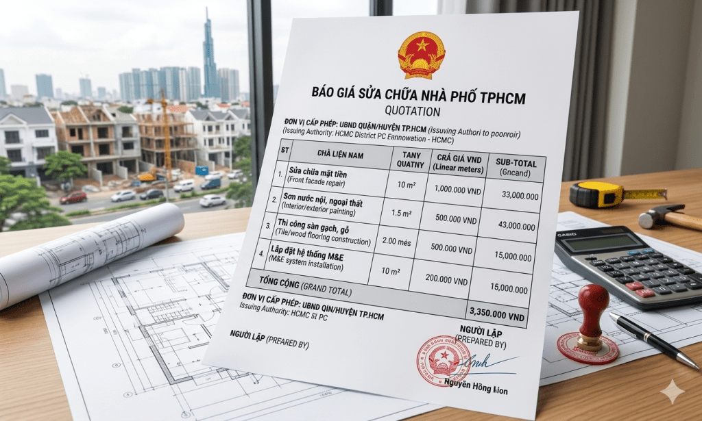 Báo giá sửa chữa nhà phố tphcm